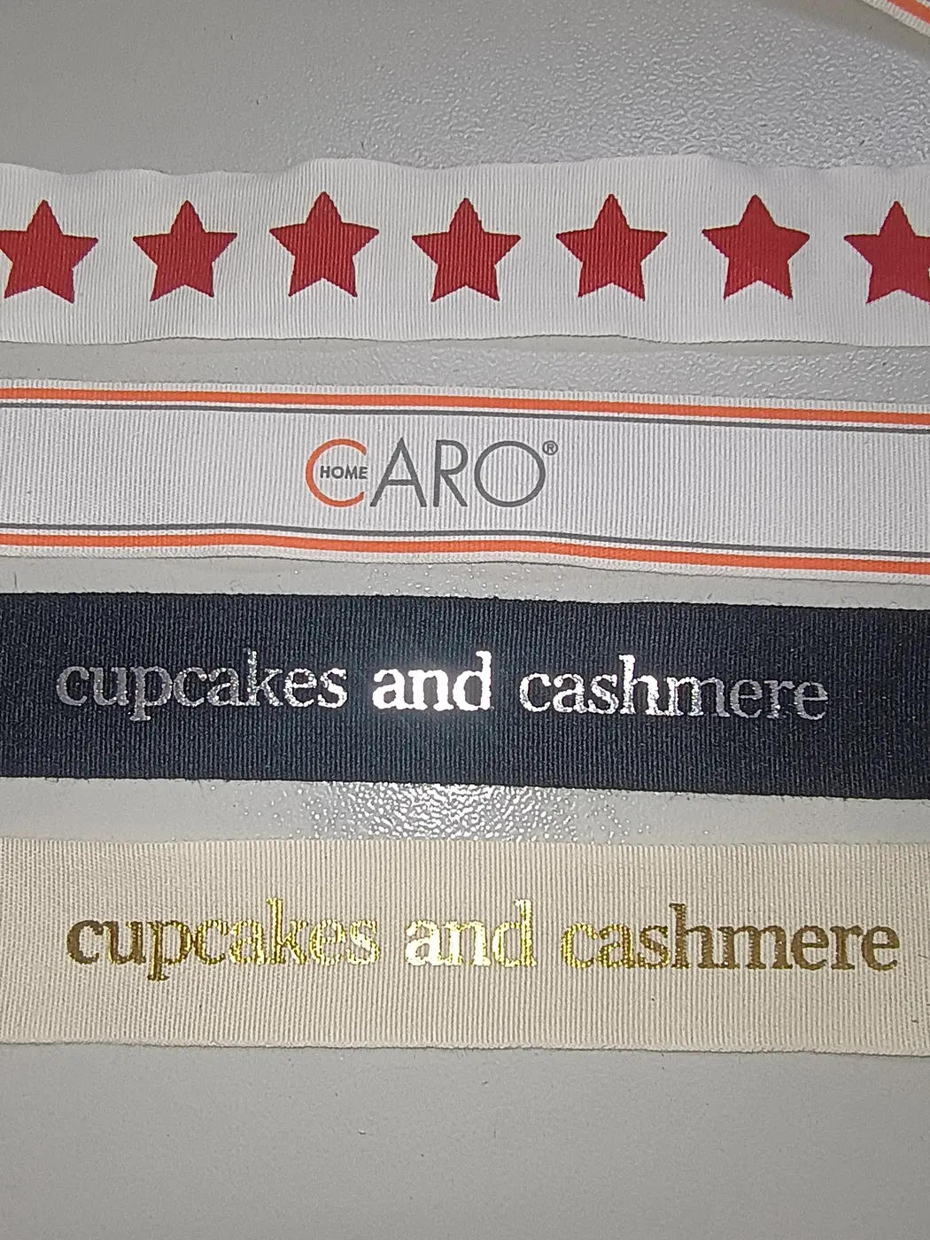 Foil printed satin ribbons samples