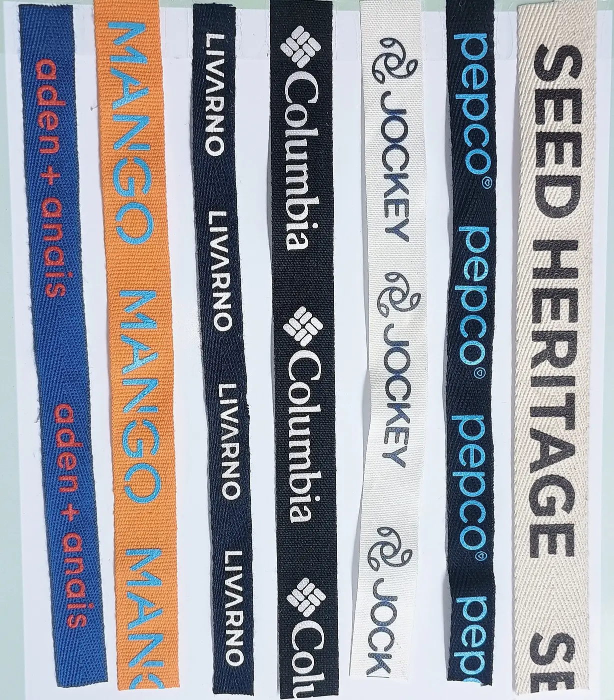 Printed ribbon and textile samples